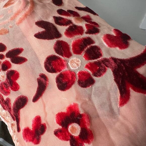 ADORE Crushed Velvet Burnout Paisley Tunic Top Size S Boho Artsy Sheer Lagenlook - Picture 6 of 13